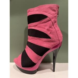 The Highest Heel Highest Heel LUX-41 5" Open Toe Ankle Bootie Fuschia - Size 9